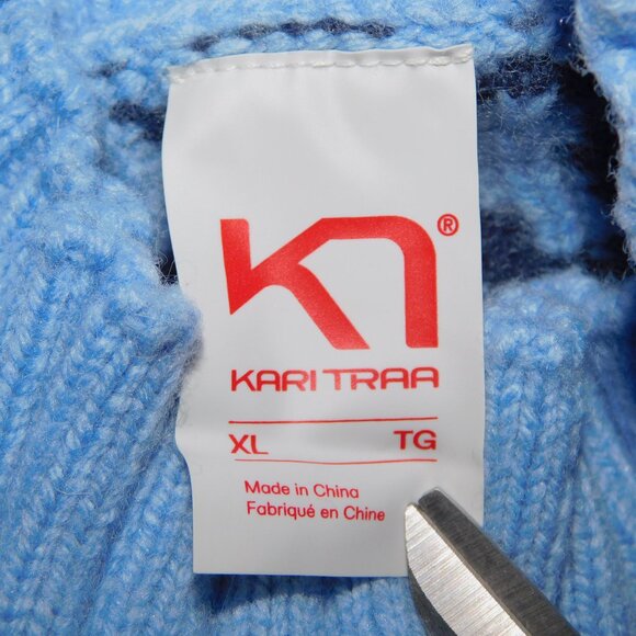 Kari Traa Ingrid Blue Pink Knit Wool Blend half Turtleneck Sweater Womens XL - Picture 4 of 12